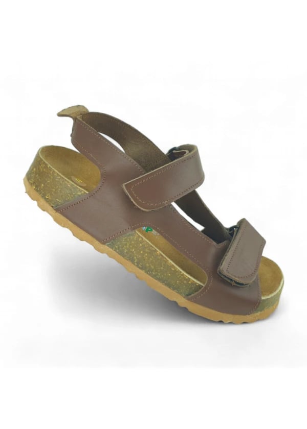 Kahverengi Deri ve Ortopedik Bebek Sandalet - Gorsel 1