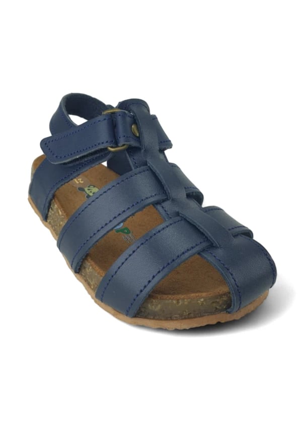 Lacivert Deri ve Ortopedik Bebek Sandalet - Gorsel 1