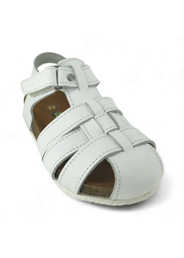 Beyaz Deri ve Ortopedik Bebek Sandalet - Gorsel 1