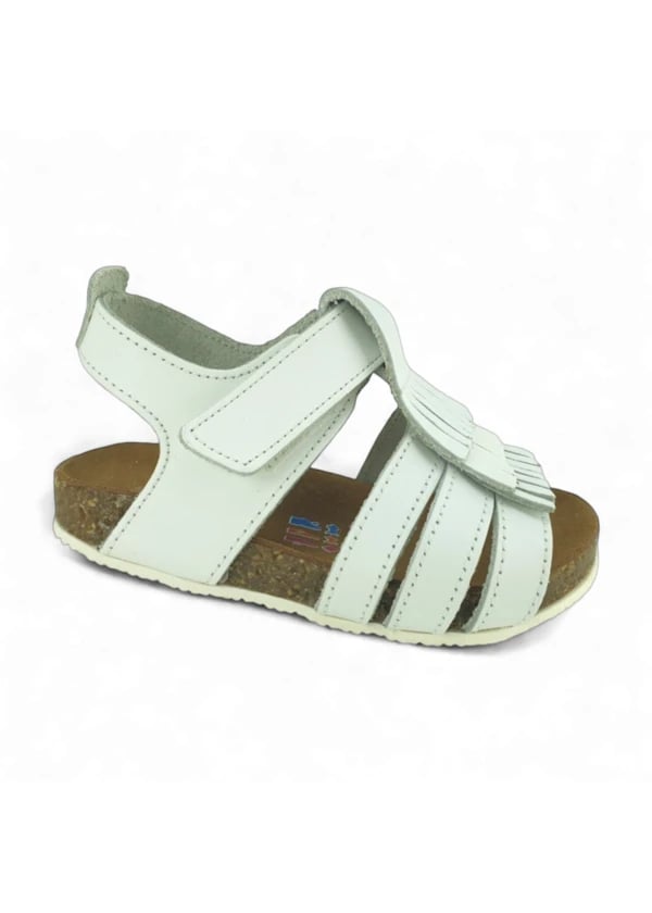 Beyaz Deri ve Ortopedik Bebek Sandalet - Gorsel 1