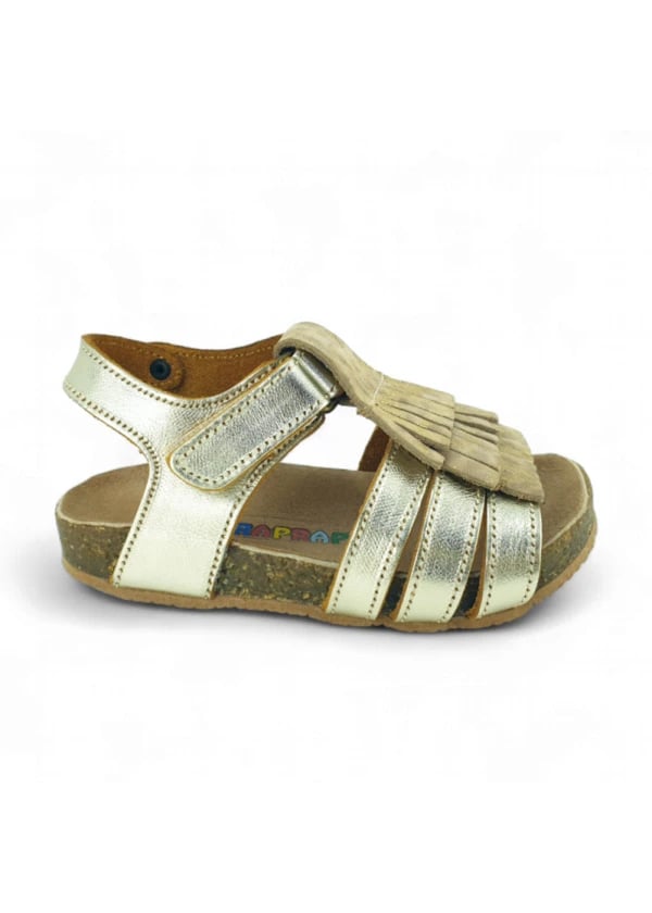 Gold Baskılı Deri ve Ortopedik Bebek Sandalet - Gorsel 1