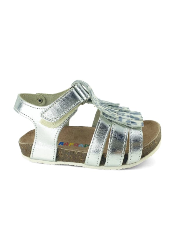 Gümüş Baskılı Deri ve Ortopedik Bebek Sandalet - Gorsel 1