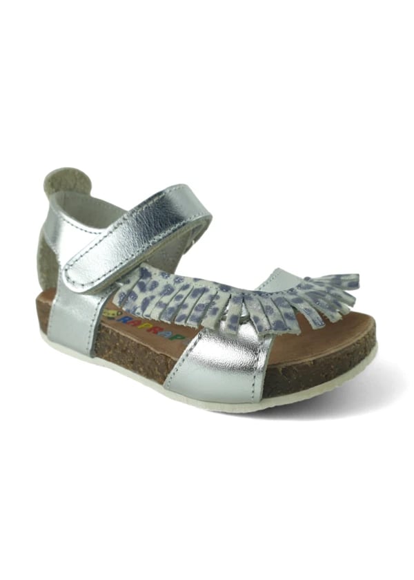 Gümüş Baskılı Deri ve Ortopedik Bebek Sandalet - Gorsel 1