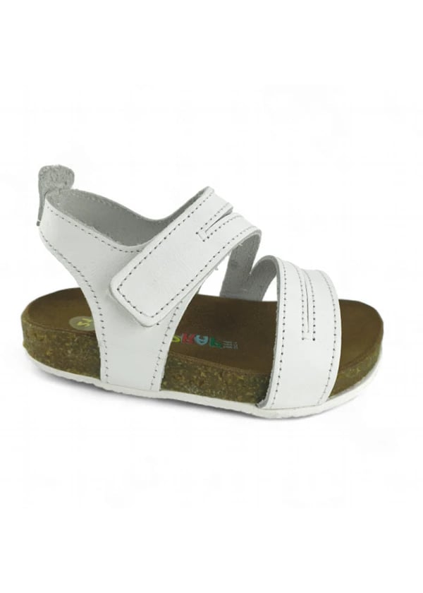 Beyaz Deri ve Ortopedik Bebek Sandalet - Gorsel 1