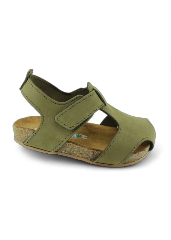 Haki Yeşil Deri ve Ortopedik Bebek Sandalet - Gorsel 1