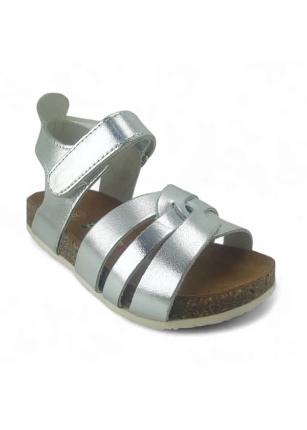 Gümüş Deri ve Ortopedik Bebek Sandalet - Gorsel 1