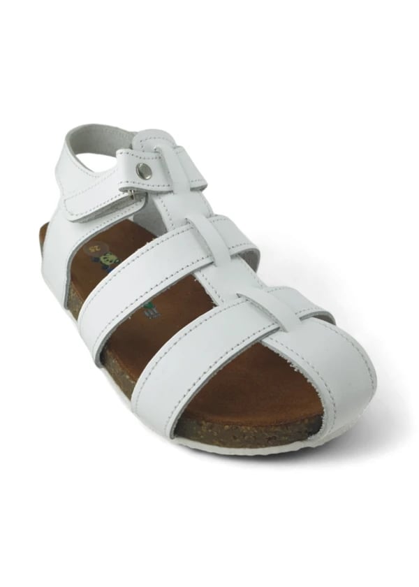 Beyaz Deri ve Ortopedik Çocuk Sandalet - Gorsel 1