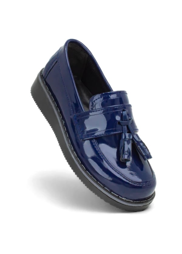 Lacivert Rugan Ortopedik Garson Klasik Makosen Ayakkabı - Gorsel 1