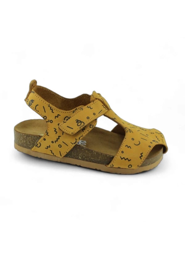 Hardal Baskılı Deri ve Ortopedik Bebek Sandalet - Gorsel 1