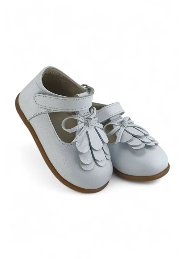 Beyaz Hakiki Deri Tam Ortopedik İlk Adım ve Bebe Babet Ayakkabı - Gorsel 1