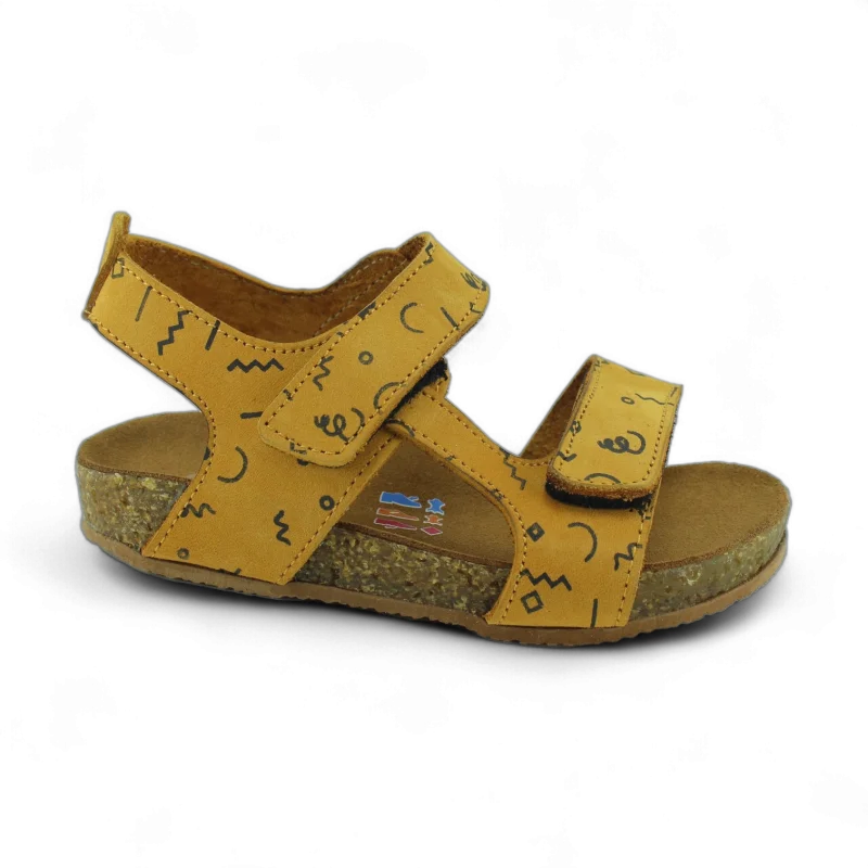 Hardal Baskılı Deri ve Ortopedik Çocuk Sandalet