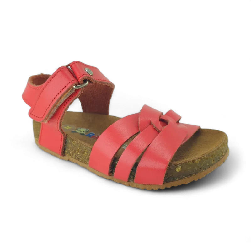 Kırmızı Deri ve Ortopedik Çocuk Sandalet