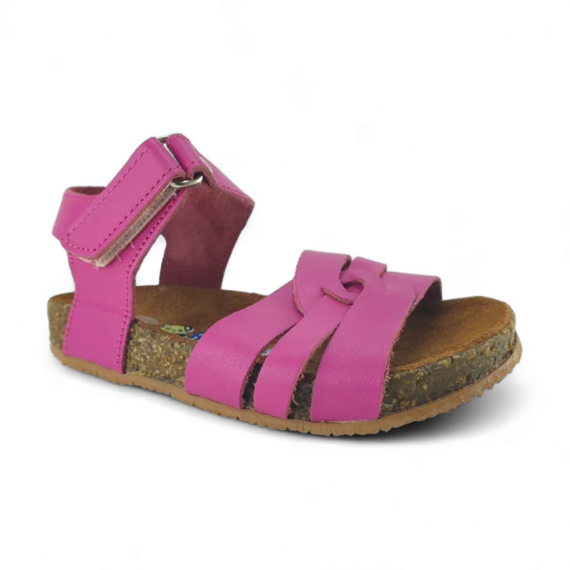 Fuşya Deri ve Ortopedik Çocuk Sandalet