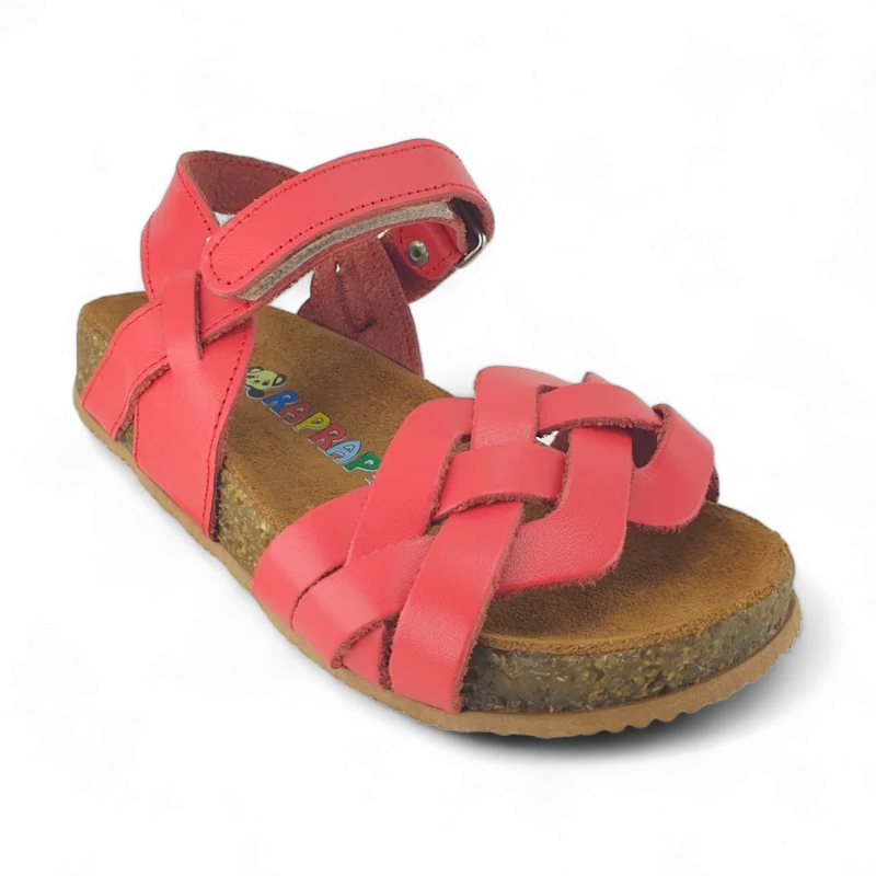 Kırmızı Deri ve Ortopedik Çocuk Sandalet