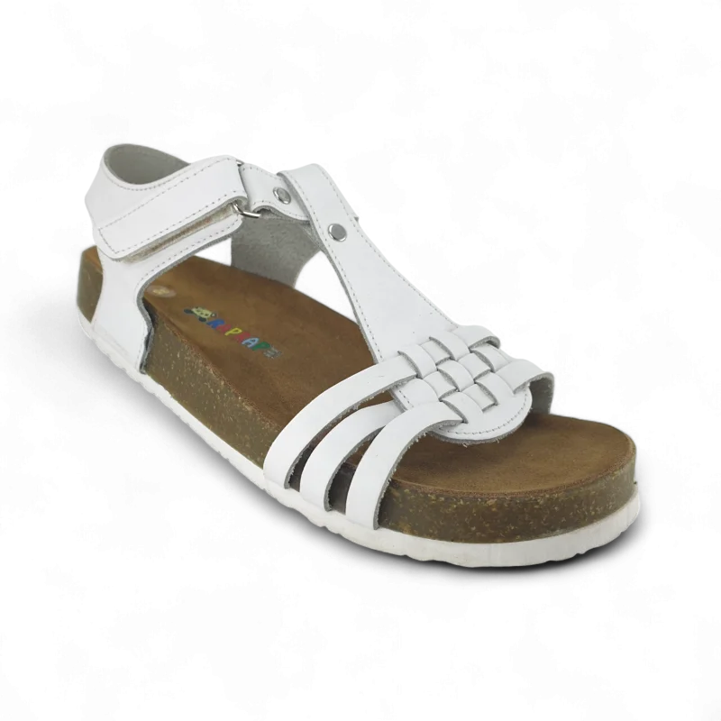 Beyaz Deri ve Ortopedik Çocuk Sandalet