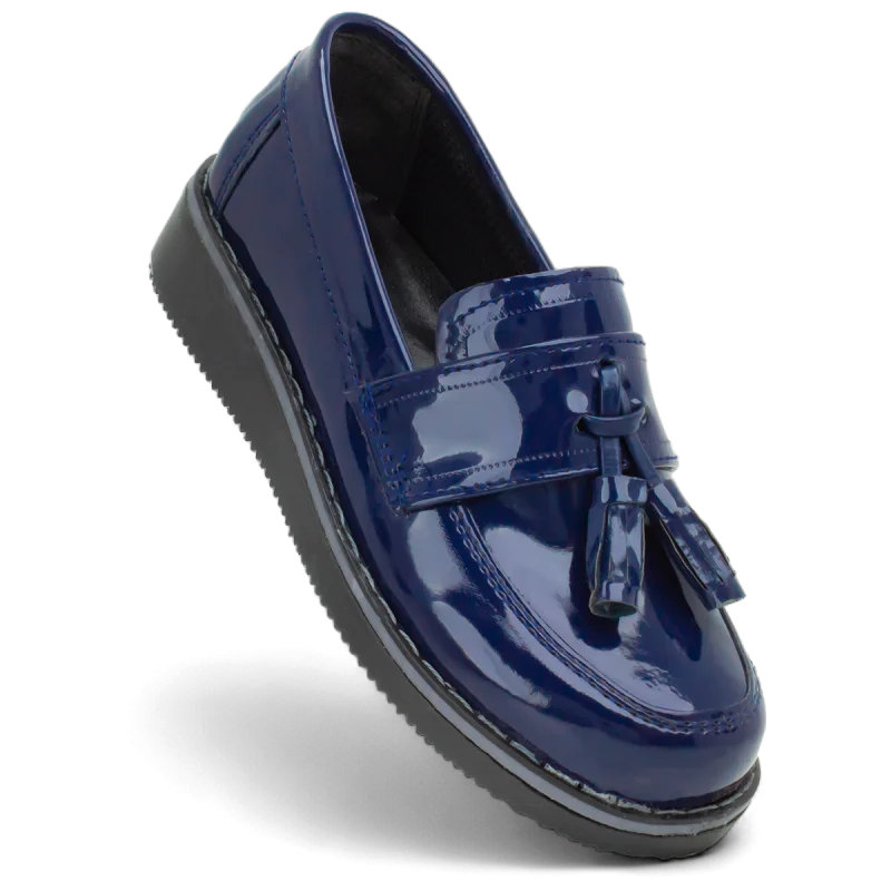 Lacivert Rugan  Ortopedik Çocuk Klasik Makosen Ayakkabı