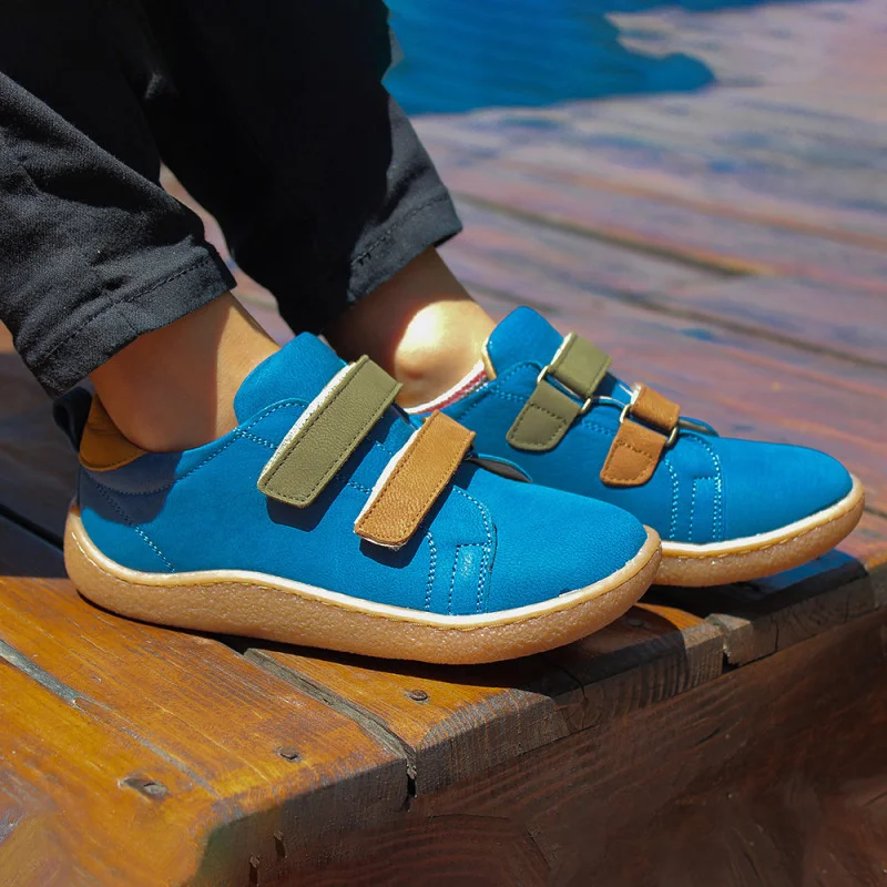 Kok Mavi Hakiki Deri Ortopedik Çocuk Spor Ayakkabı