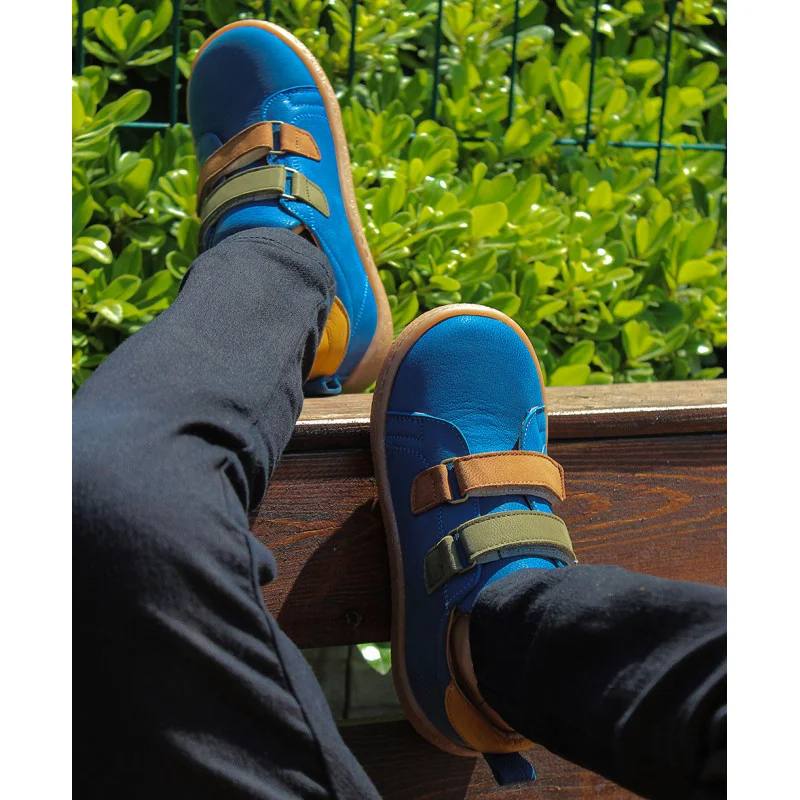 Kok Mavi Hakiki Deri Ortopedik Çocuk Spor Ayakkabı