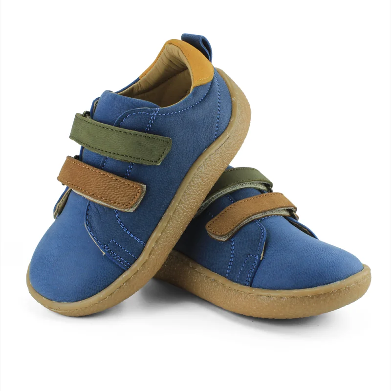 Kok Mavi Hakiki Deri Ortopedik Çocuk Spor Ayakkabı