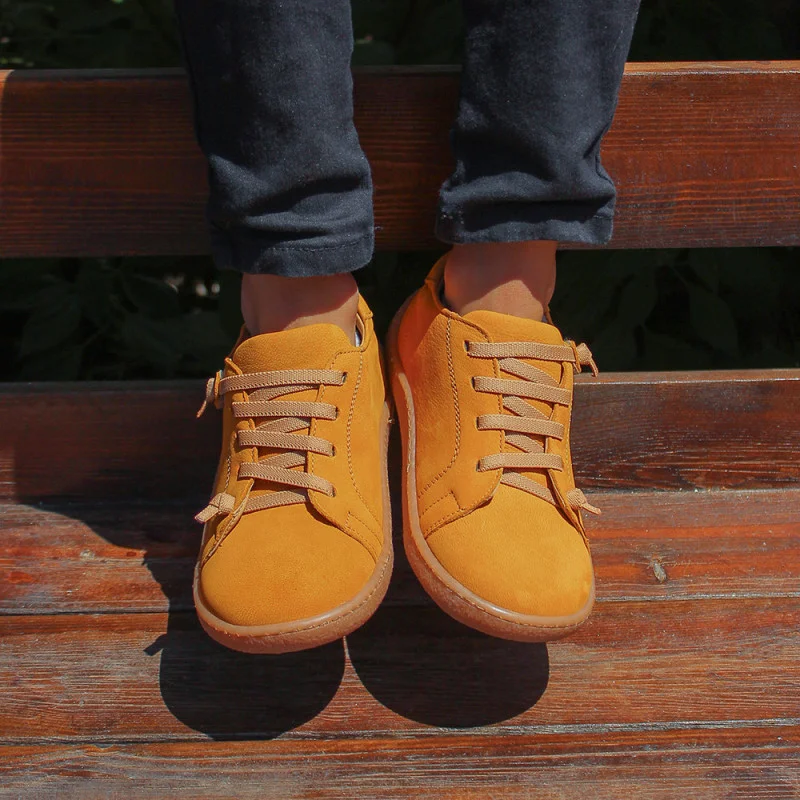 Hardal Sarı Deri Ortopedik Çocuk Spor Ayakkabı