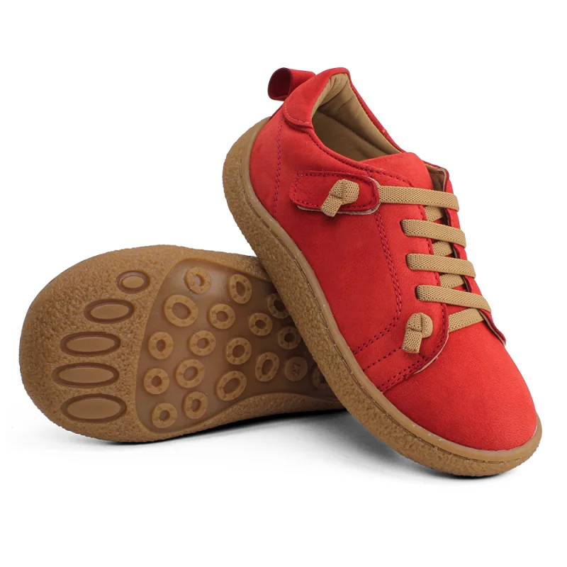 Mercan Kırmızı Deri Ortopedik Çocuk Spor Ayakkabı