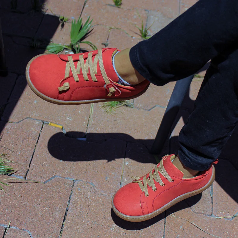 Mercan Kırmızı Deri Ortopedik Çocuk Spor Ayakkabı