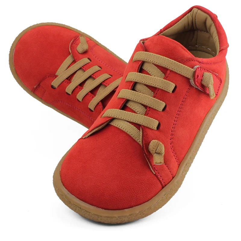 Mercan Kırmızı Deri Ortopedik Çocuk Spor Ayakkabı