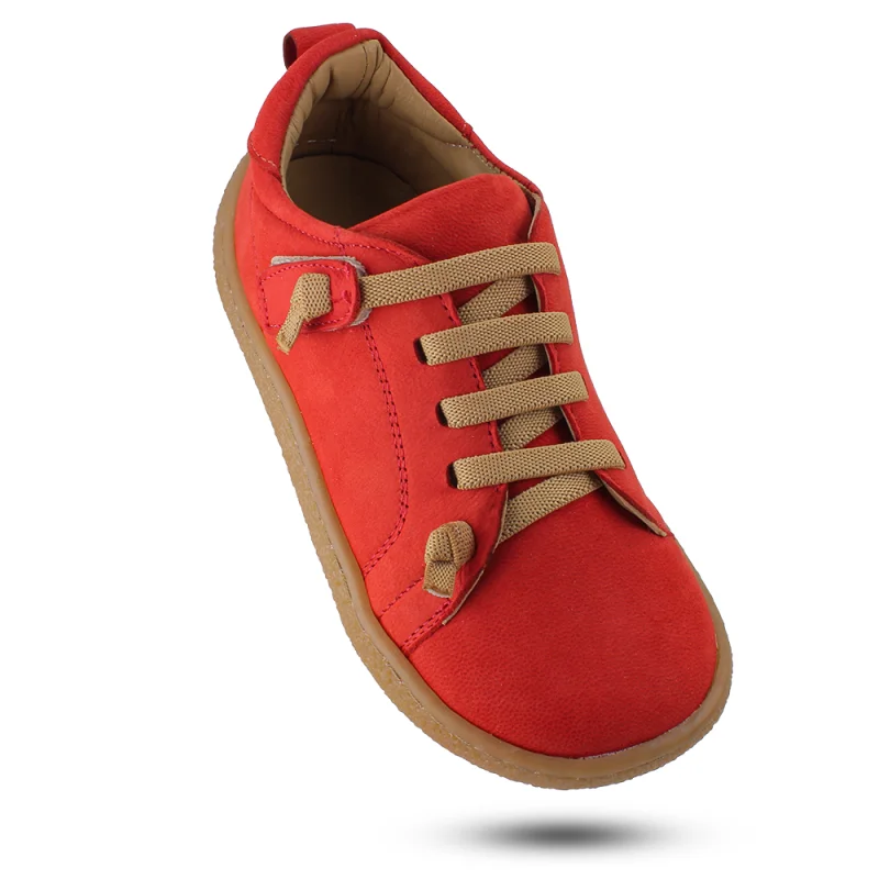 Mercan Kırmızı Deri Ortopedik Çocuk Spor Ayakkabı