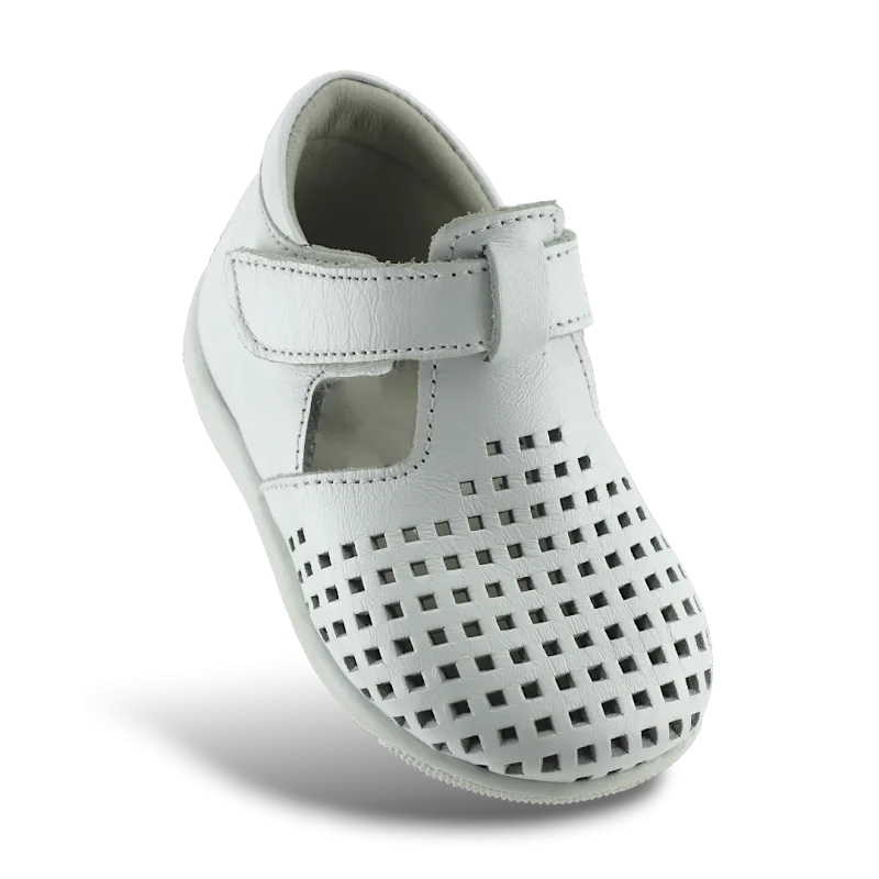 Beyaz Hakiki Deri Tam Ortopedik İlk Adım Ayakkabısı