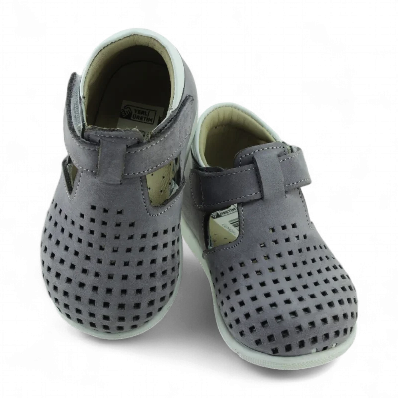 Gri Hakiki Deri Tam Ortopedik İlk Adım Ayakkabısı