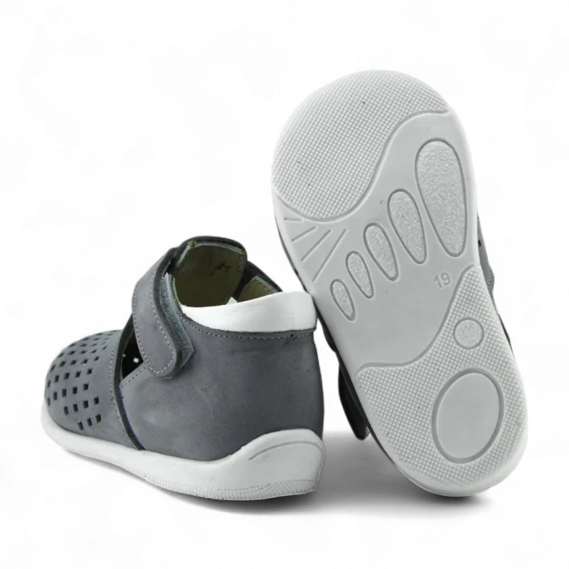 Gri Hakiki Deri Tam Ortopedik İlk Adım Ayakkabısı