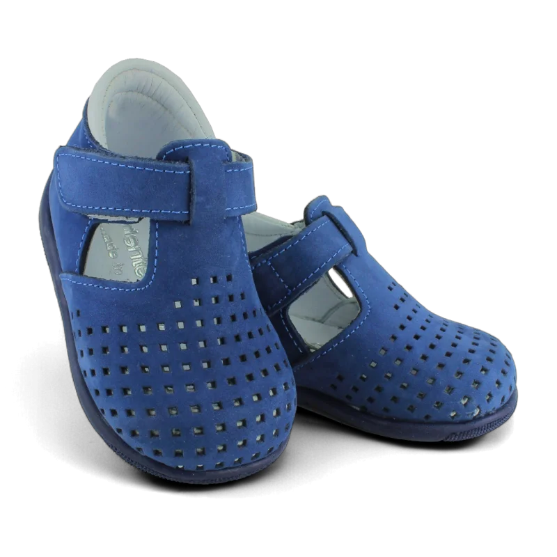 Kot Mavi Hakiki Deri Tam Ortopedik İlk Adım Ayakkabısı