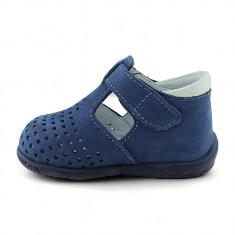 Kot Mavi Hakiki Deri Tam Ortopedik İlk Adım Ayakkabısı