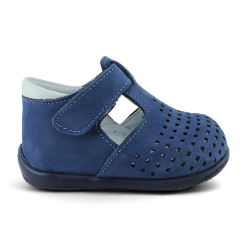 Kot Mavi Hakiki Deri Tam Ortopedik İlk Adım Ayakkabısı