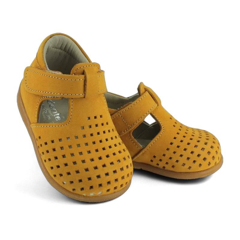 Hardal Sarı Hakiki Deri Tam Ortopedik İlk Adım Ayakkabısı
