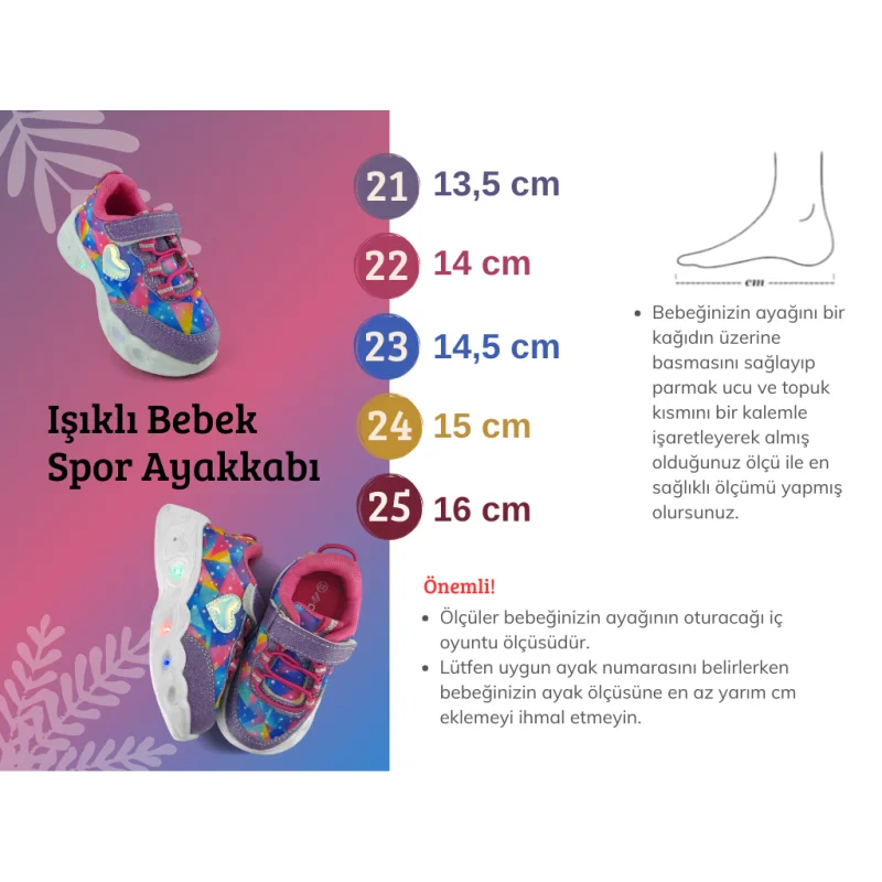 Renkli Anatomik Bebek Spor Ayakkabı