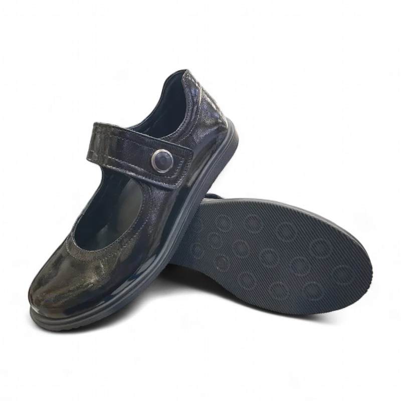 Siyah Rugan Tam Ortopedik Deri Çocuk Babet Ayakkabı