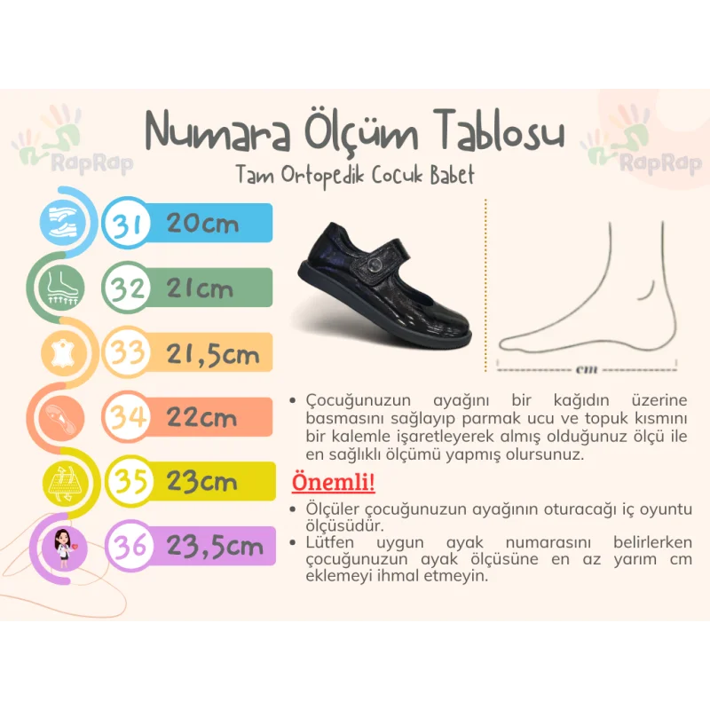 Siyah Rugan Tam Ortopedik Deri Çocuk Babet Ayakkabı