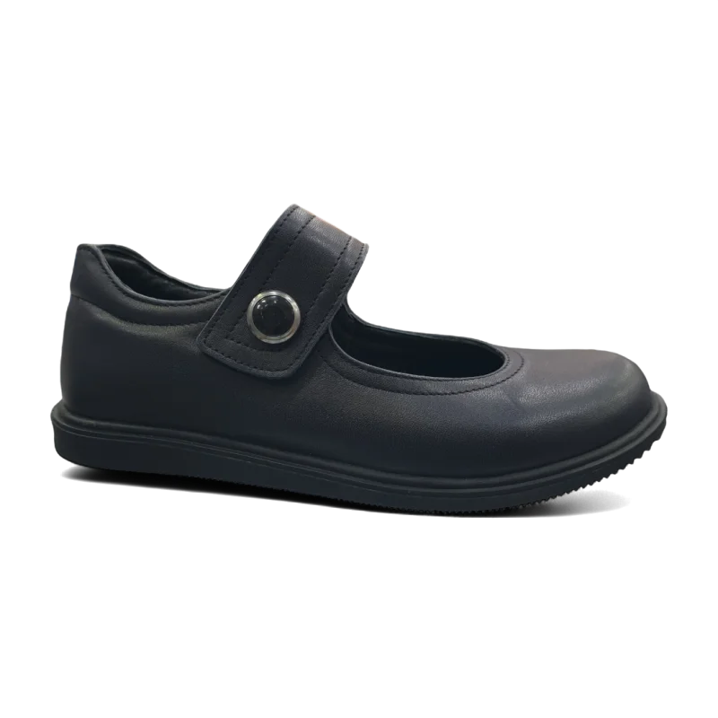 Siyah Tam Ortopedik Deri Çocuk Babet Ayakkabı