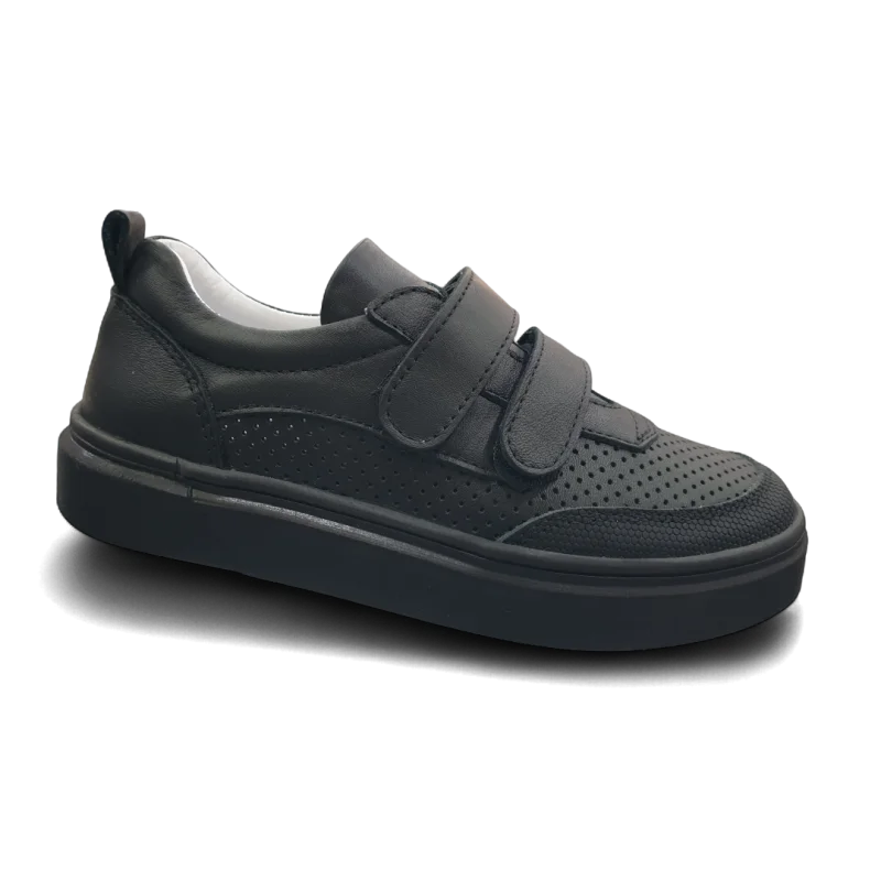 Siyah Tam Ortopedik Deri Çocuk Spor Ayakkabısı