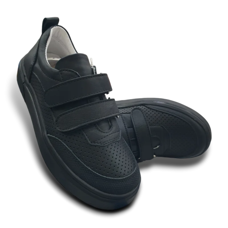 Siyah Tam Ortopedik Deri Çocuk Spor Ayakkabısı