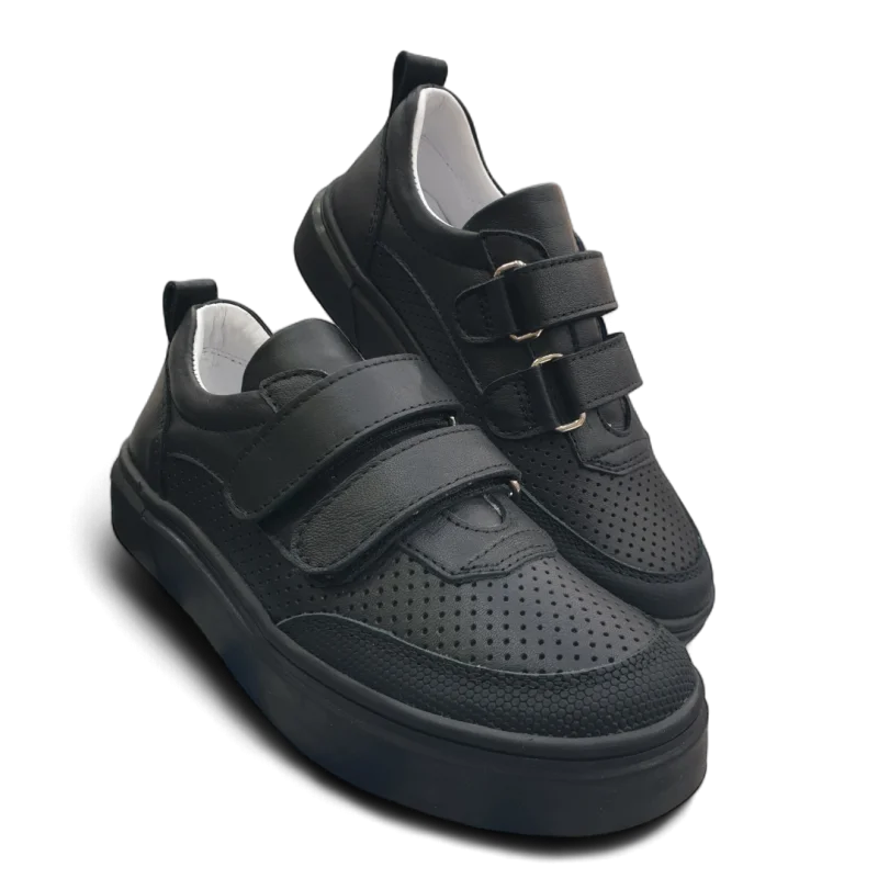 Siyah Tam Ortopedik Deri Çocuk Spor Ayakkabısı