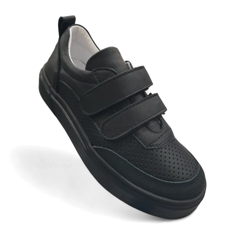 Siyah Tam Ortopedik Deri Çocuk Spor Ayakkabısı