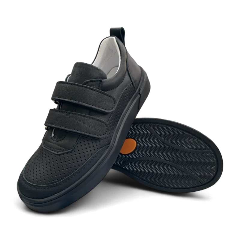 Siyah Tam Ortopedik Deri Çocuk Spor Ayakkabısı