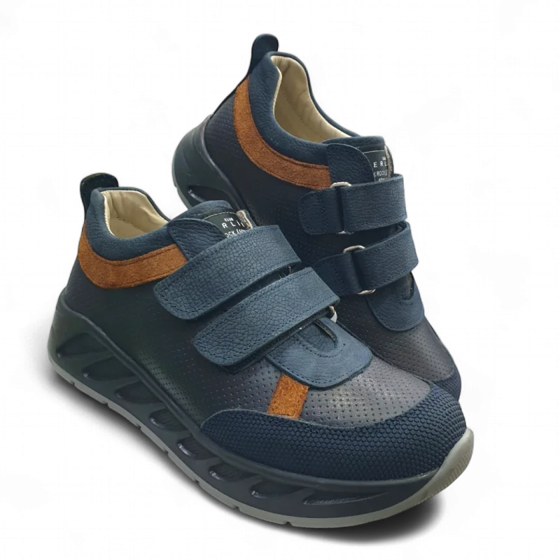 Lacivert Tam Ortopedik Deri Çocuk Spor Ayakkabısı