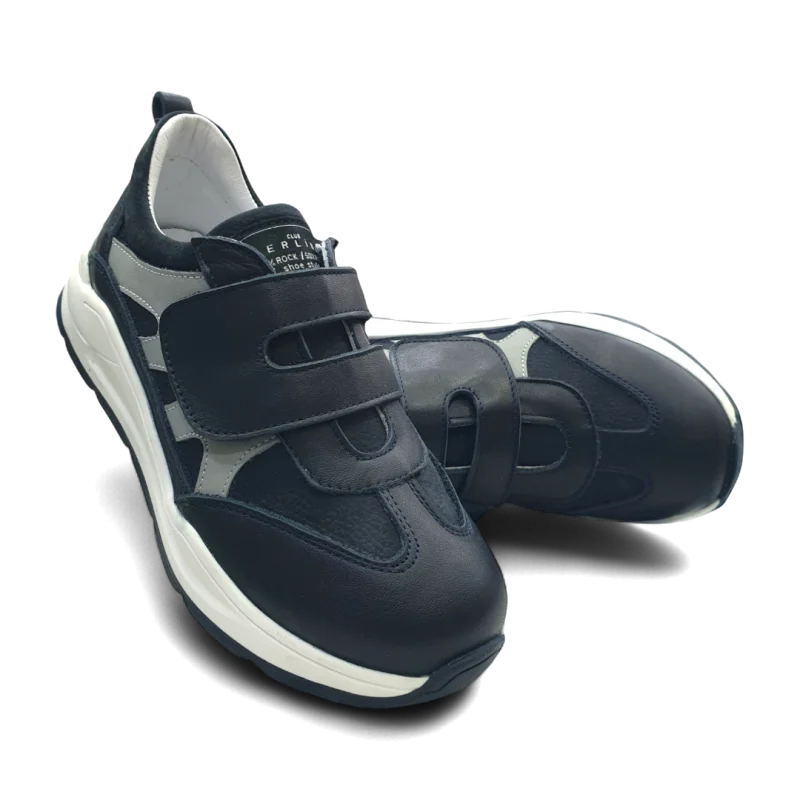 Siyah Tam Ortopedik Deri Çocuk Spor Ayakkabısı