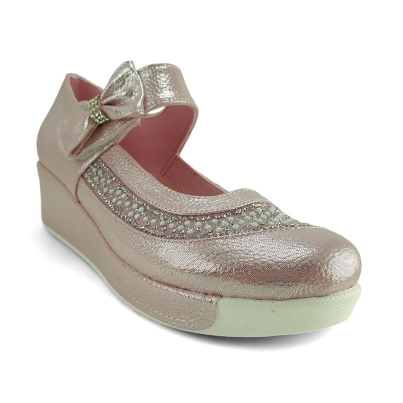 Pudra Dolgu Topuklu Çocuk Abiye Ayakkabı