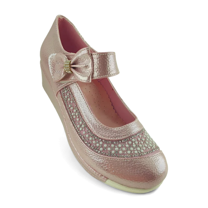 Pudra Dolgu Topuklu Çocuk Abiye Ayakkabı