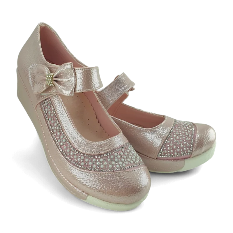 Pudra Dolgu Topuklu Çocuk Abiye Ayakkabı