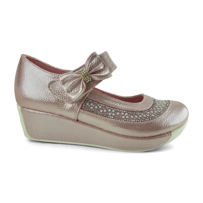 Pudra Dolgu Topuklu Çocuk Abiye Ayakkabı